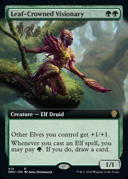 Leaf-Crowned Visionary Dominaria United Bordless